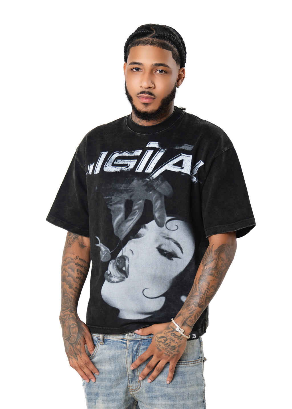 Wild cherry digital T-shirt - washed