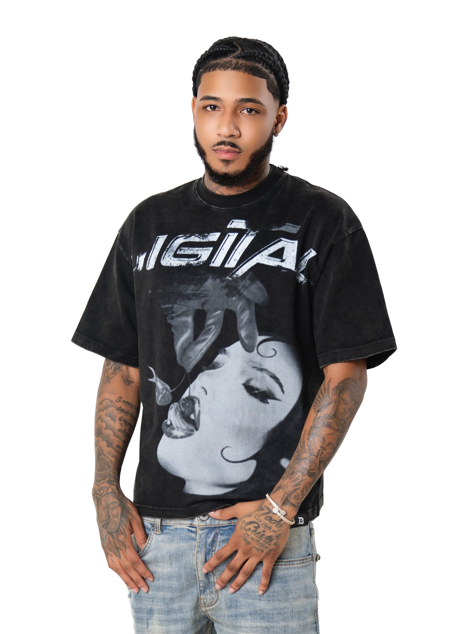 Wild cherry digital T-shirt - washed