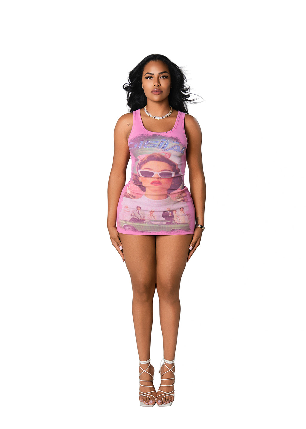 Old pink digital dress